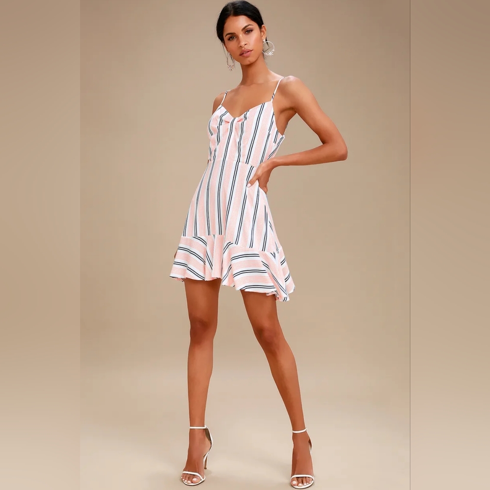BB DAKOTA Hollie White Striped Sleeveless Dress